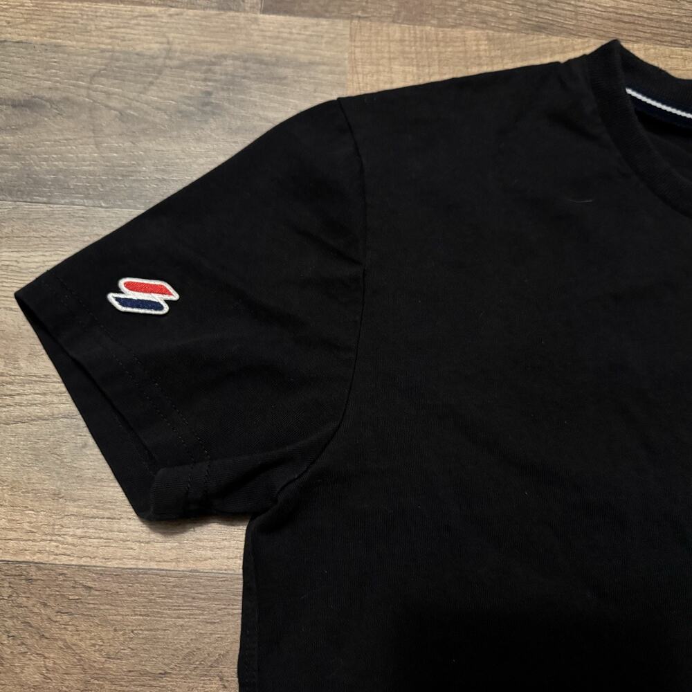 SUPERDRY Chenille Patch And Embroidery Black Short Sleeved Tee Sz Small - Picture 3 of 9